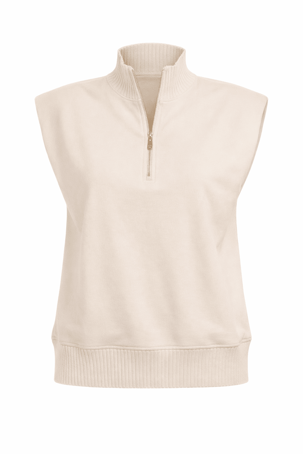 Latte Zip Neck Knit Top - Almond