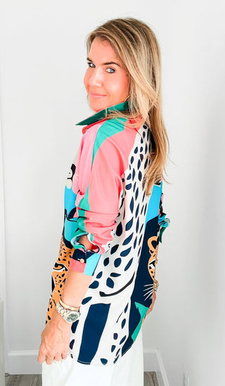 Leopard Button Front Top