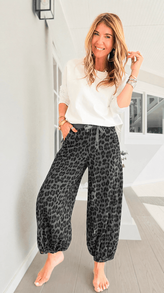 Leopard Cancelled Plans Italian Jogger Pant- Dark Gray
