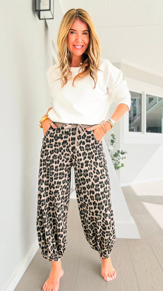 Leopard Cancelled Plans Italian Jogger Pant- Taupe