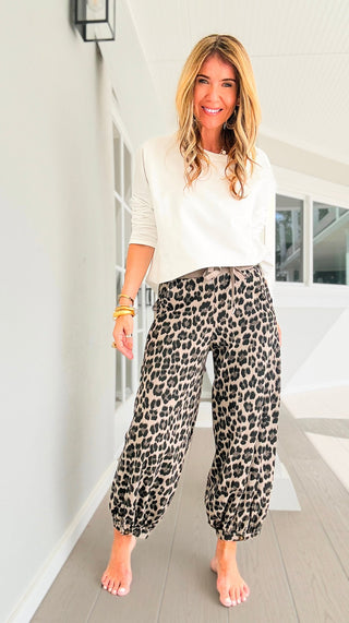 Leopard Cancelled Plans Italian Jogger Pant- Taupe