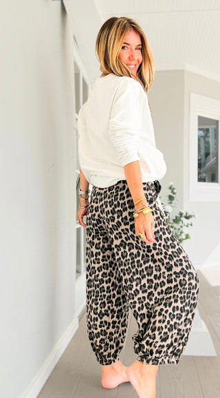 Leopard Cancelled Plans Italian Jogger Pant- Taupe