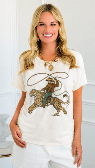 Leopard Cowboy Rodeo Graphic T-Shirt