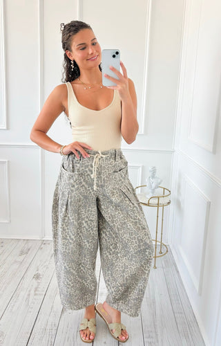 Leopard Ease Barrel Pants