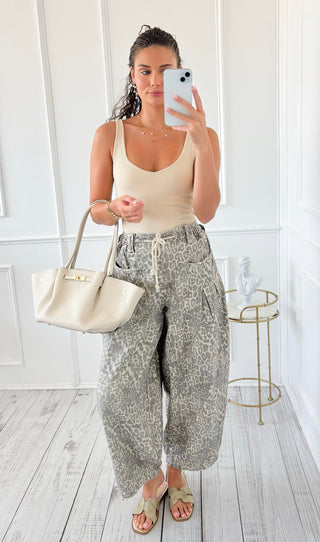 Leopard Ease Barrel Pants