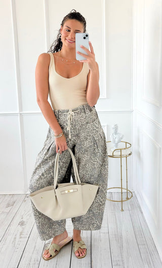 Leopard Ease Barrel Pants