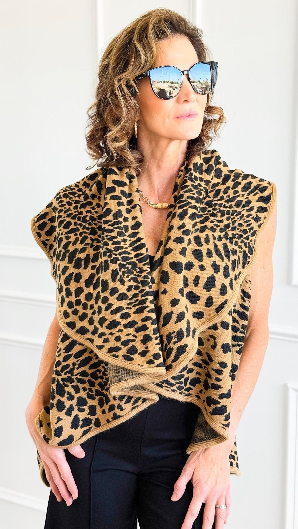 Leopard Soft Shawl Vest-150 Cardigans/Layers-NYW-Coastal Bloom Boutique, find the trendiest versions of the popular styles and looks Located in Indialantic, FL