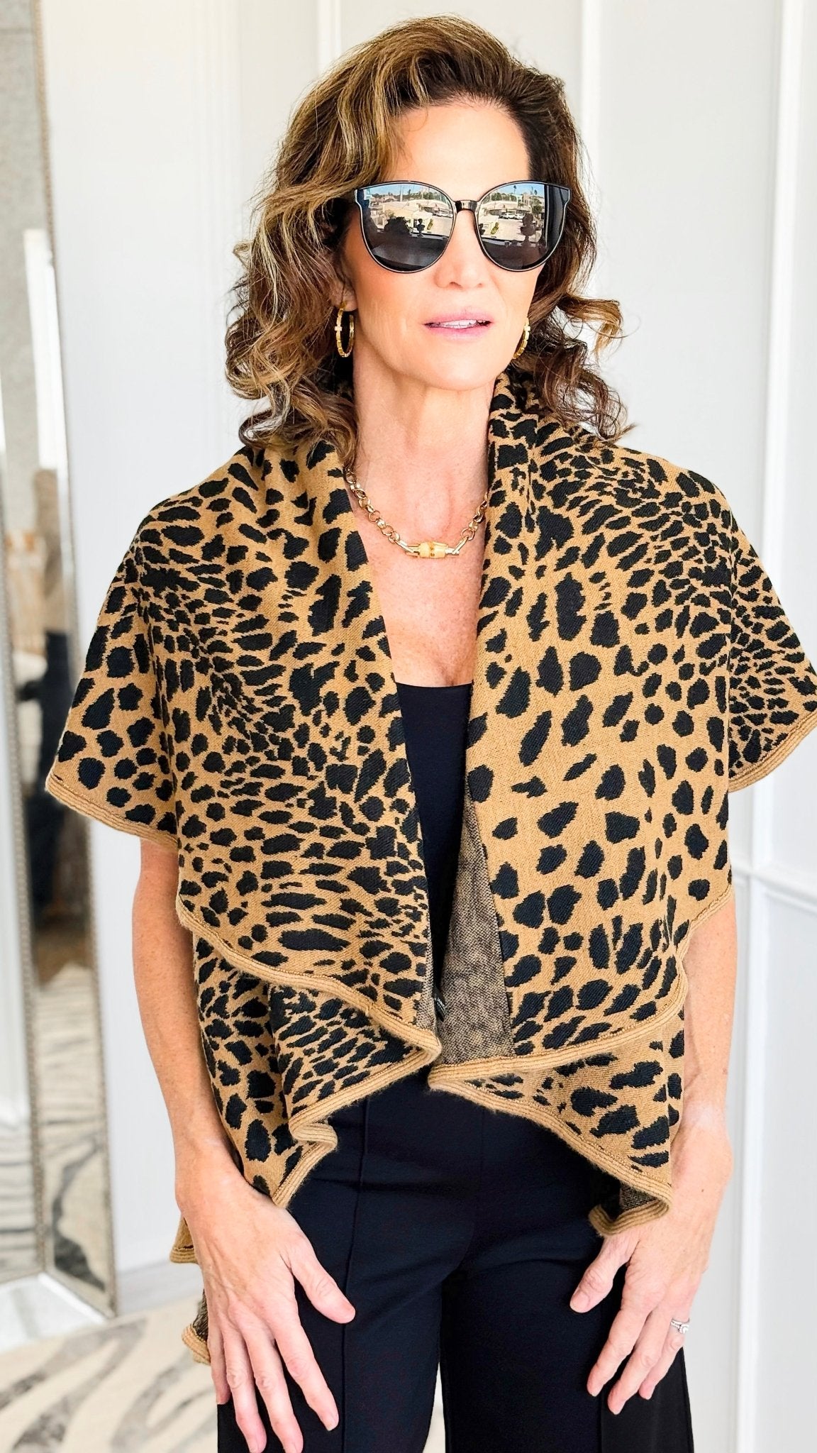 Leopard Soft Shawl Vest-150 Cardigans/Layers-NYW-Coastal Bloom Boutique, find the trendiest versions of the popular styles and looks Located in Indialantic, FL