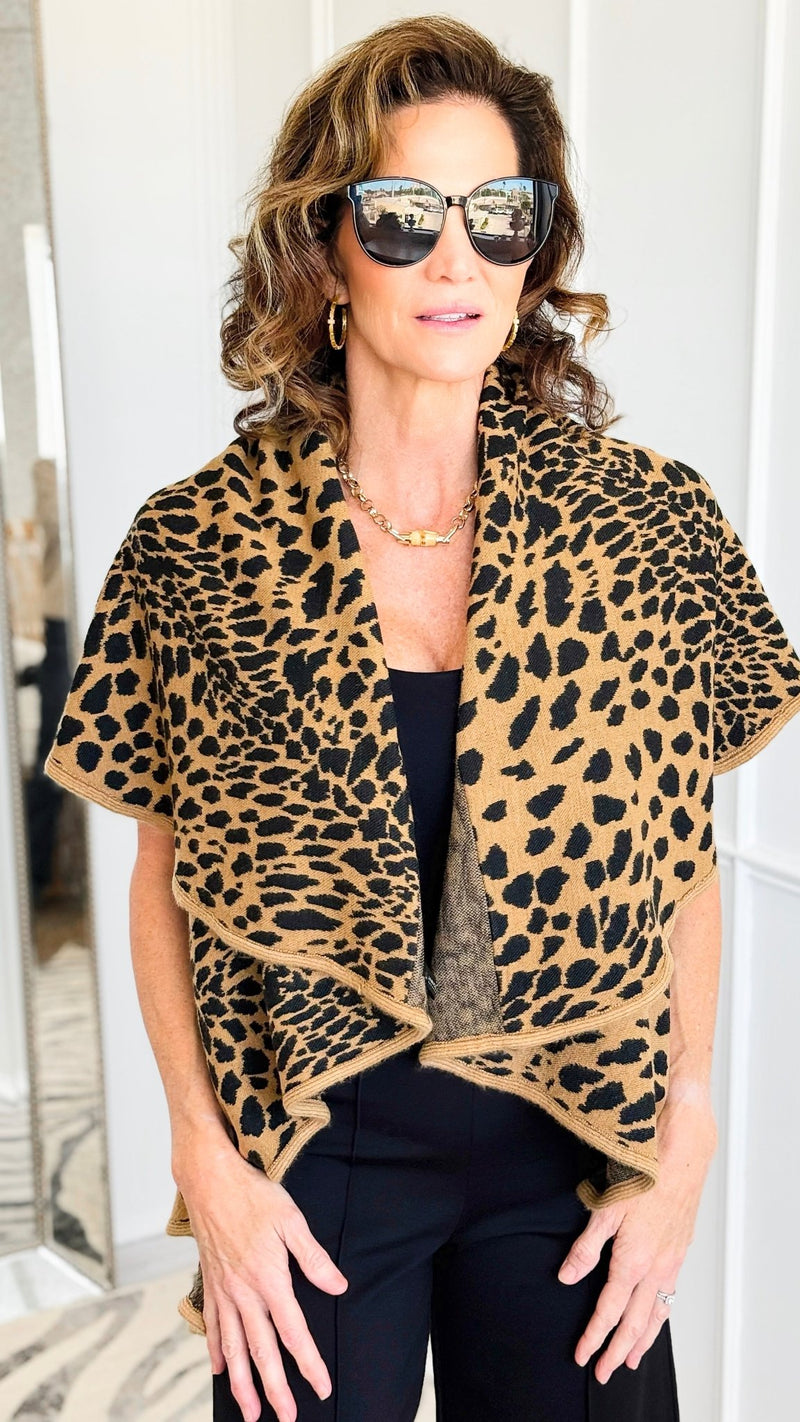 Leopard Soft Shawl Vest-150 Cardigans/Layers-NYW-Coastal Bloom Boutique, find the trendiest versions of the popular styles and looks Located in Indialantic, FL