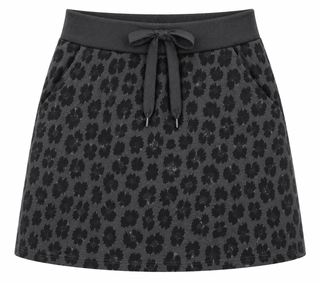 Leopard Weekend French Terry Italian Skort- Gray