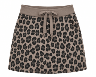 Leopard Weekend French Terry Italian Skort- Taupe