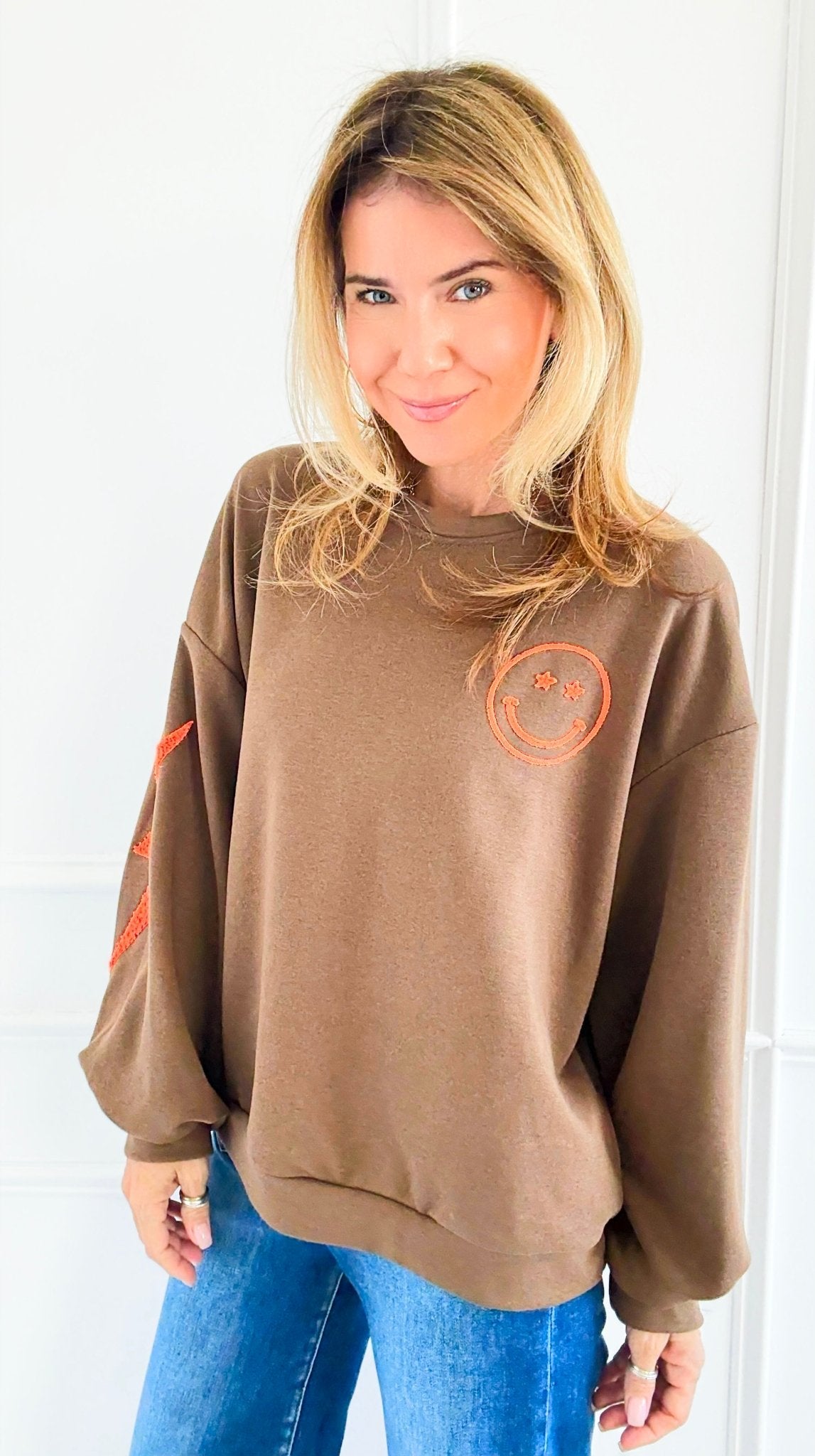Lightning Smile Italian Sweatshirt-110 Long Sleeve Tops-LAVVIA-Coastal Bloom Boutique, find the trendiest versions of the popular styles and looks Located in Indialantic, FL