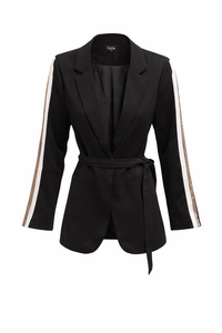 Lights Contrast Stripe Waist Tie Blazer