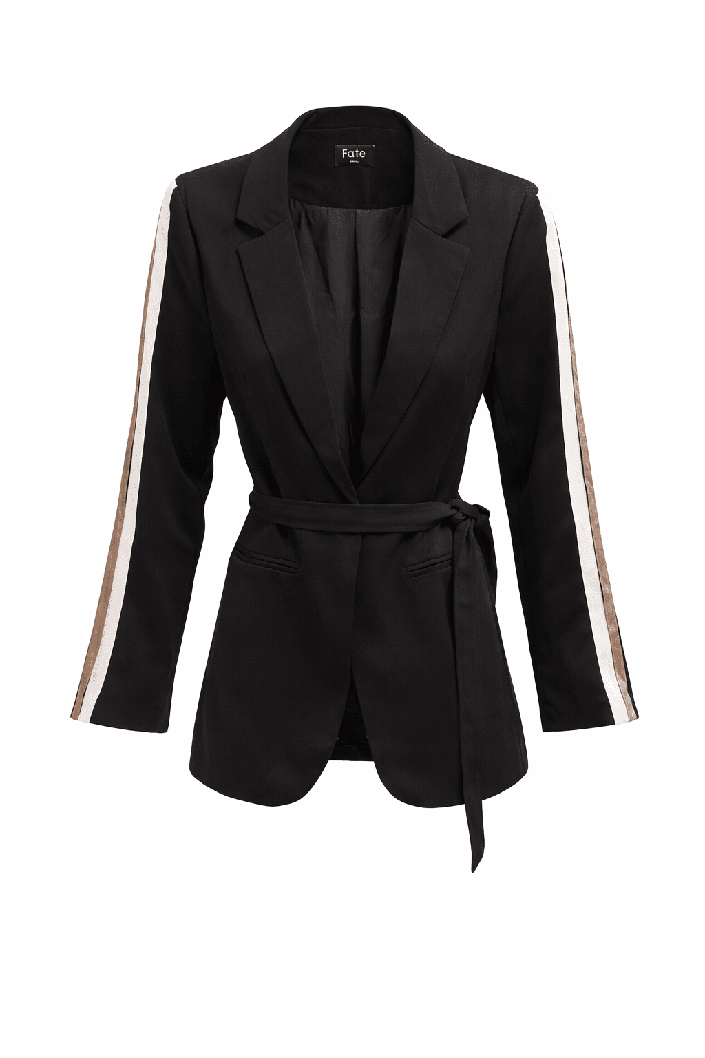 Lights Contrast Stripe Waist Tie Blazer