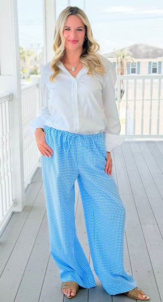 Lightweight Checkered Lounge Pants - Blue