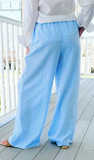 Lightweight Checkered Lounge Pants - Blue