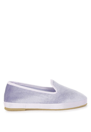 Lightweight Velvet Slip On Flat - Lilac