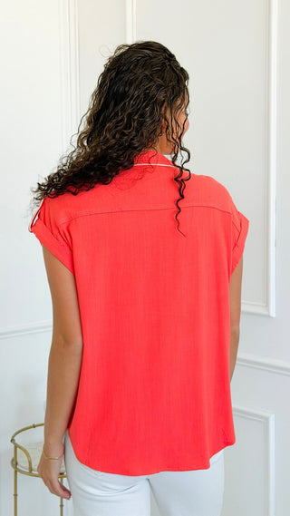 Line Contrast Pocket Blouse
