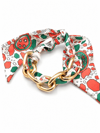 Link Scarf Bracelet/Necklace - Coral/Green