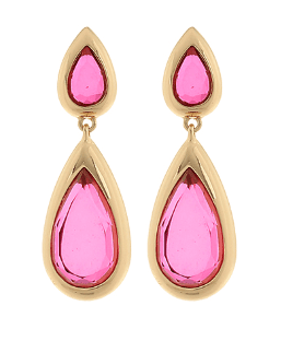 Liquid Light Drop Earrings - Fuchsia/Gold