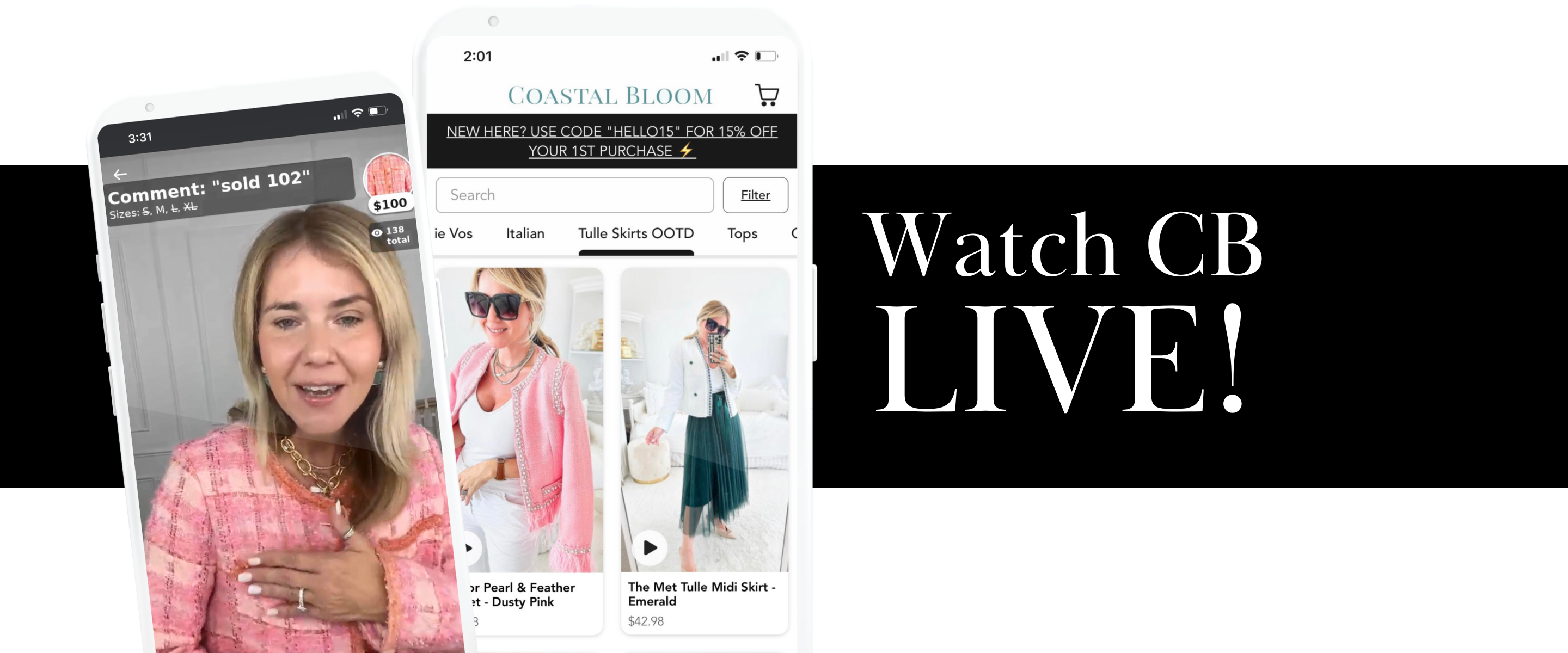 Watch Live Sales at Coastal Bloom Boutique | Women's Fashion, Home, and Accessories Located in Indialantic, FL
