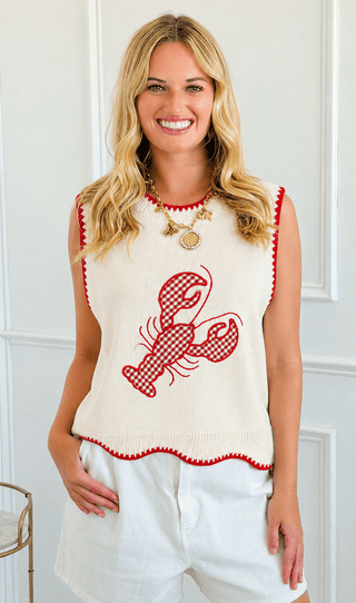 Lobster Graphic Sweater Tank Top