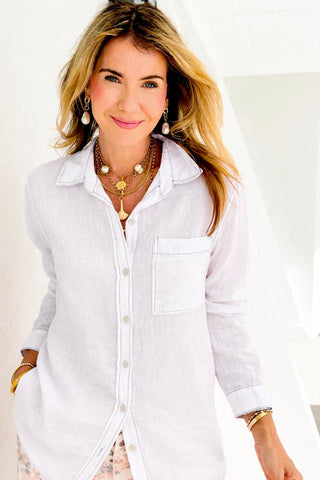 Looks Good Italian Button Top- White