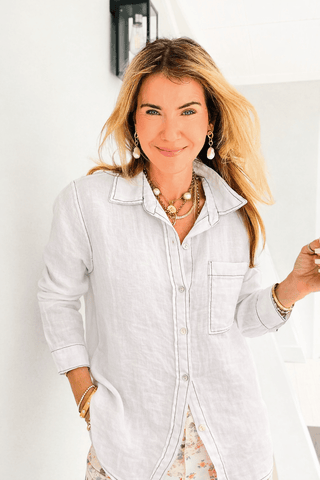 Looks Good Italian Button Top- White