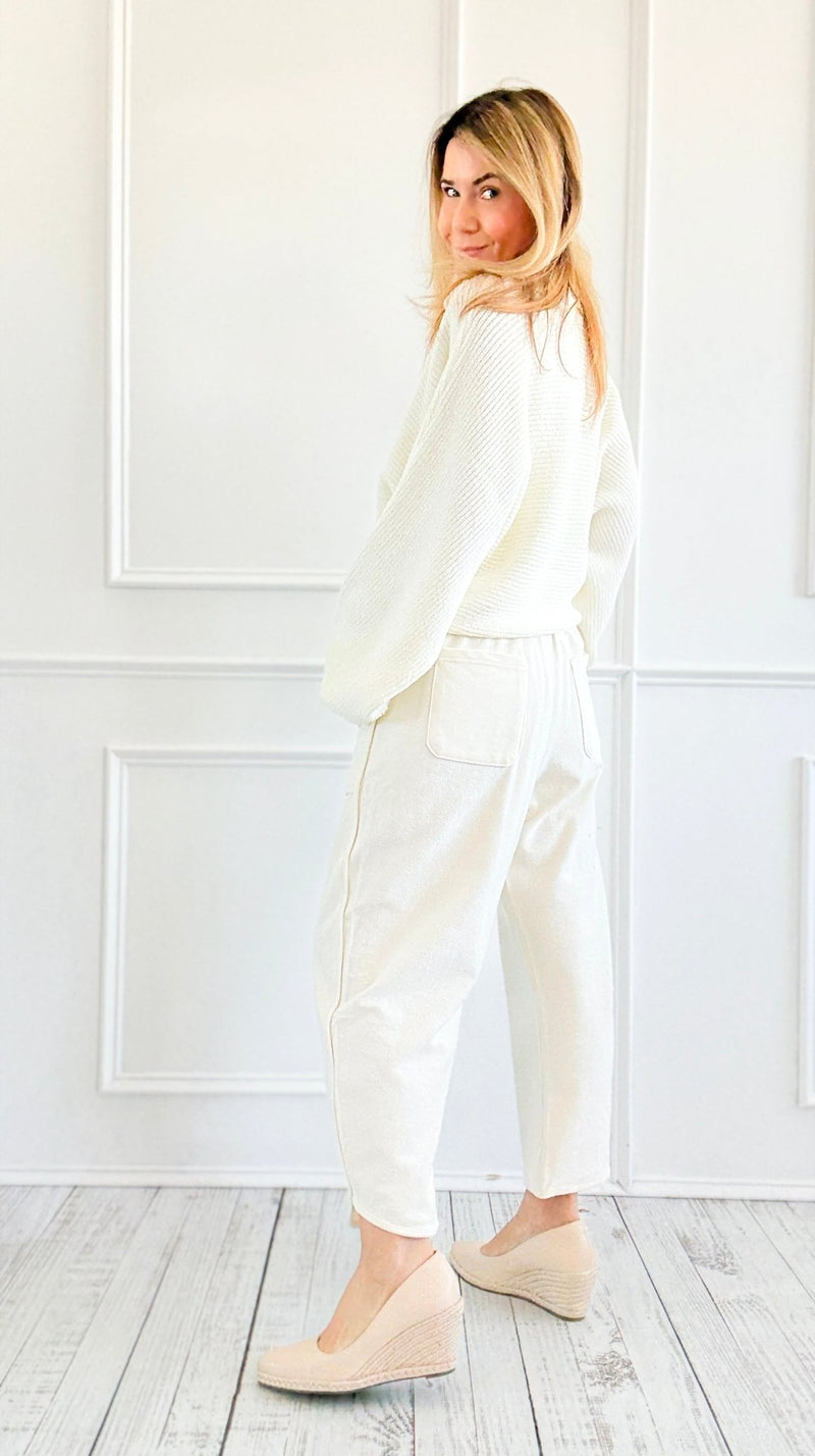 Lounge Luxe Cropped Pants - Ivory-100 Pants-Blu Pepper-Coastal Bloom Boutique, find the trendiest versions of the popular styles and looks Located in Indialantic, FL