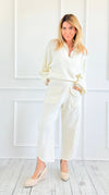 Lounge Luxe Cropped Pants - Ivory-100 Pants-Blu Pepper-Coastal Bloom Boutique, find the trendiest versions of the popular styles and looks Located in Indialantic, FL