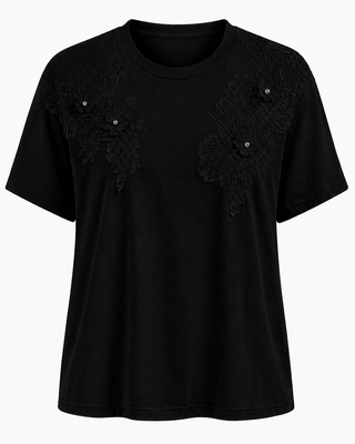 Love in Bloom Short Sleeve Top- Black