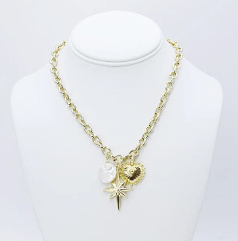 Celestial Cluster Charm Necklace-230 Jewelry-TREASURE JEWELS-Coastal Bloom Boutique, find the trendiest versions of the popular styles and looks Located in Indialantic, FL
