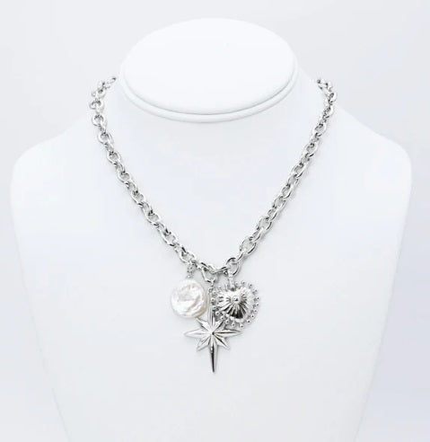 Celestial Cluster Charm Necklace-230 Jewelry-TREASURE JEWELS-Coastal Bloom Boutique, find the trendiest versions of the popular styles and looks Located in Indialantic, FL