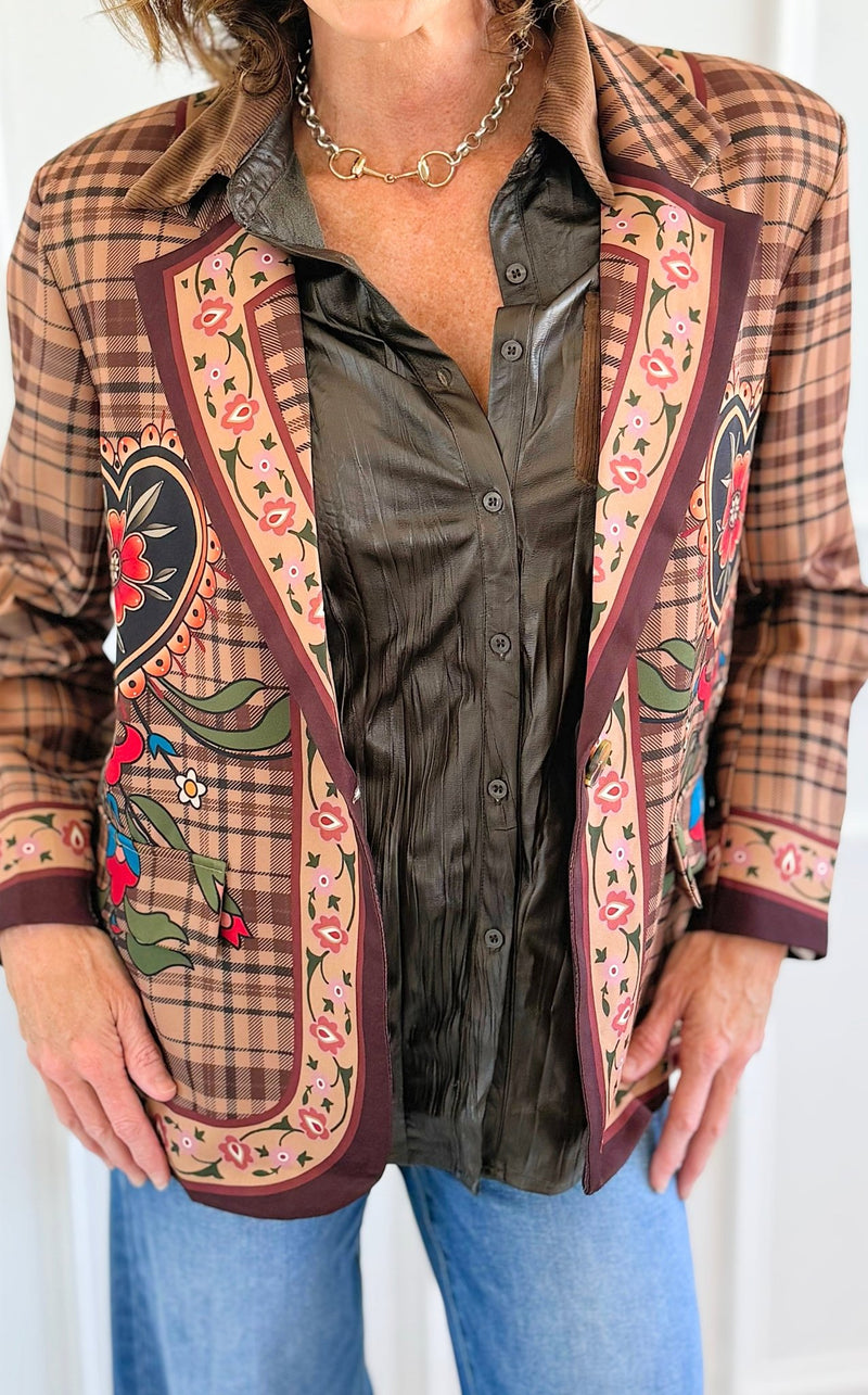 Lover's Garden Italian Blazer-160 Jackets-Italianissimo-Coastal Bloom Boutique, find the trendiest versions of the popular styles and looks Located in Indialantic, FL