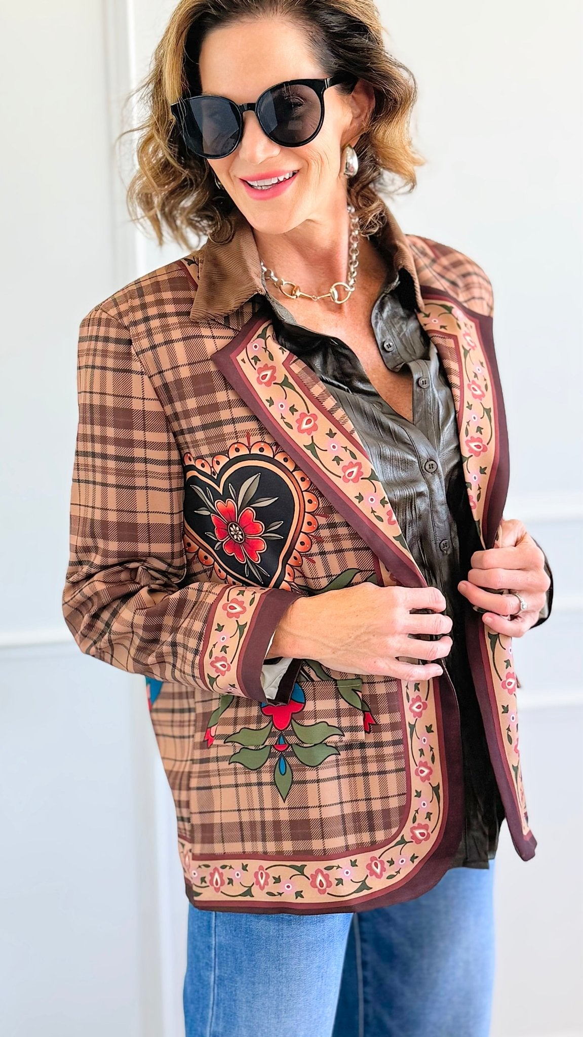 Lover's Garden Italian Blazer-160 Jackets-Italianissimo-Coastal Bloom Boutique, find the trendiest versions of the popular styles and looks Located in Indialantic, FL