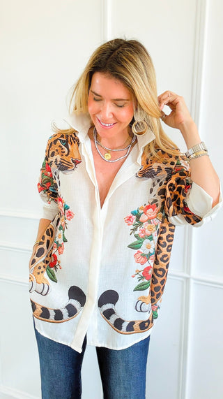 Lucky You Italian Button Top- Ivory