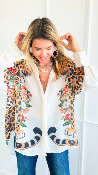 Lucky You Italian Button Top- Ivory