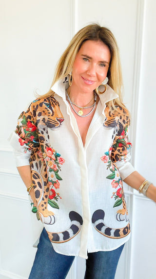 Lucky You Italian Button Top- Ivory