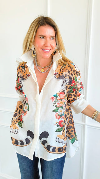 Lucky You Italian Button Top- Ivory