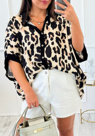 Luminous Leopard Button Down Italian Top