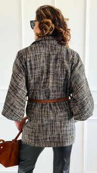 Luxe Belted Italian Jacket-160 Jackets-AZUL MONACO-Coastal Bloom Boutique, find the trendiest versions of the popular styles and looks Located in Indialantic, FL