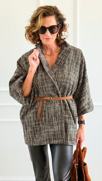 Luxe Belted Italian Jacket-160 Jackets-AZUL MONACO-Coastal Bloom Boutique, find the trendiest versions of the popular styles and looks Located in Indialantic, FL
