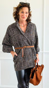 Luxe Belted Italian Jacket-160 Jackets-AZUL MONACO-Coastal Bloom Boutique, find the trendiest versions of the popular styles and looks Located in Indialantic, FL