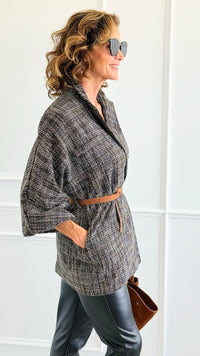 Luxe Belted Italian Jacket-160 Jackets-AZUL MONACO-Coastal Bloom Boutique, find the trendiest versions of the popular styles and looks Located in Indialantic, FL
