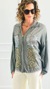 Luxe Instinct Italian Button Down Blouse-110 Long Sleeve Tops-GI STUDIO-Coastal Bloom Boutique, find the trendiest versions of the popular styles and looks Located in Indialantic, FL