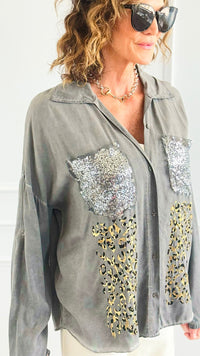 Luxe Instinct Italian Button Down Blouse-110 Long Sleeve Tops-GI STUDIO-Coastal Bloom Boutique, find the trendiest versions of the popular styles and looks Located in Indialantic, FL