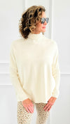 Luxe Turtle Neck Drop Shoulder Sweater-140 Sweaters-Z STUDIO-Coastal Bloom Boutique, find the trendiest versions of the popular styles and looks Located in Indialantic, FL