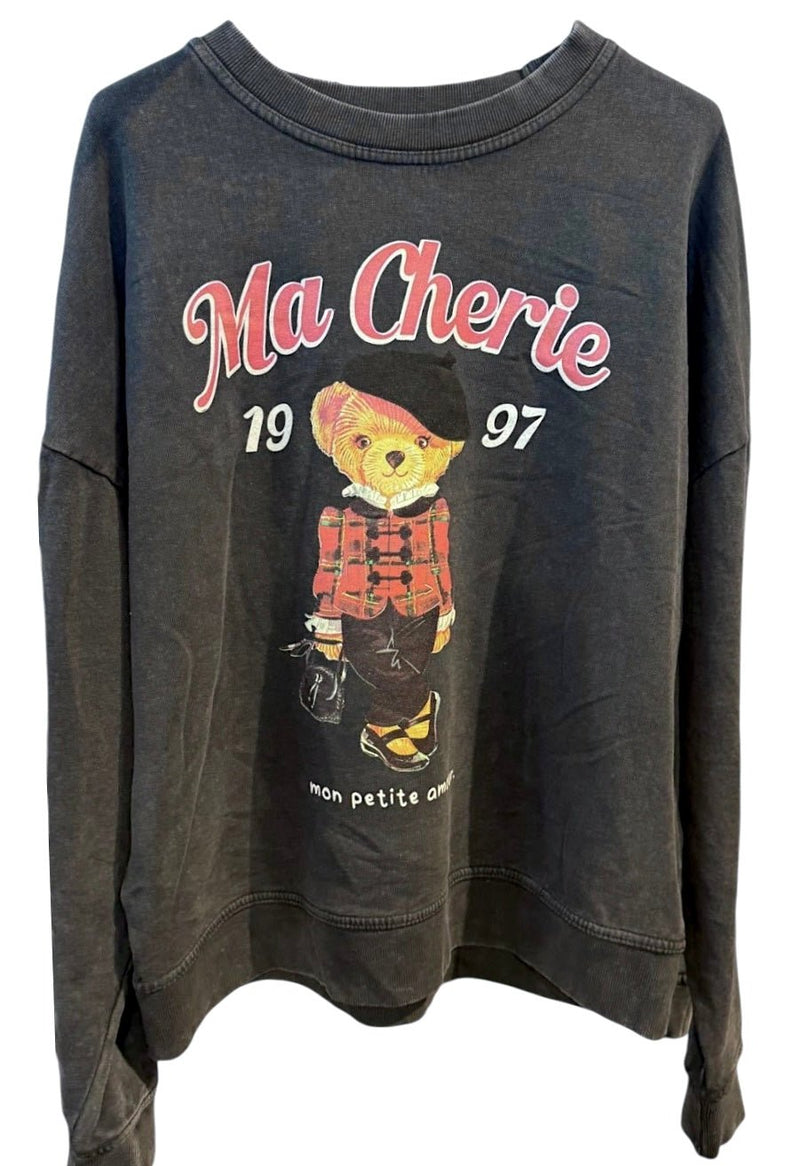 Ma Cherie Bear Italian Sweatshirt-110 Long Sleeve Tops-FIRSTAGE-Coastal Bloom Boutique, find the trendiest versions of the popular styles and looks Located in Indialantic, FL