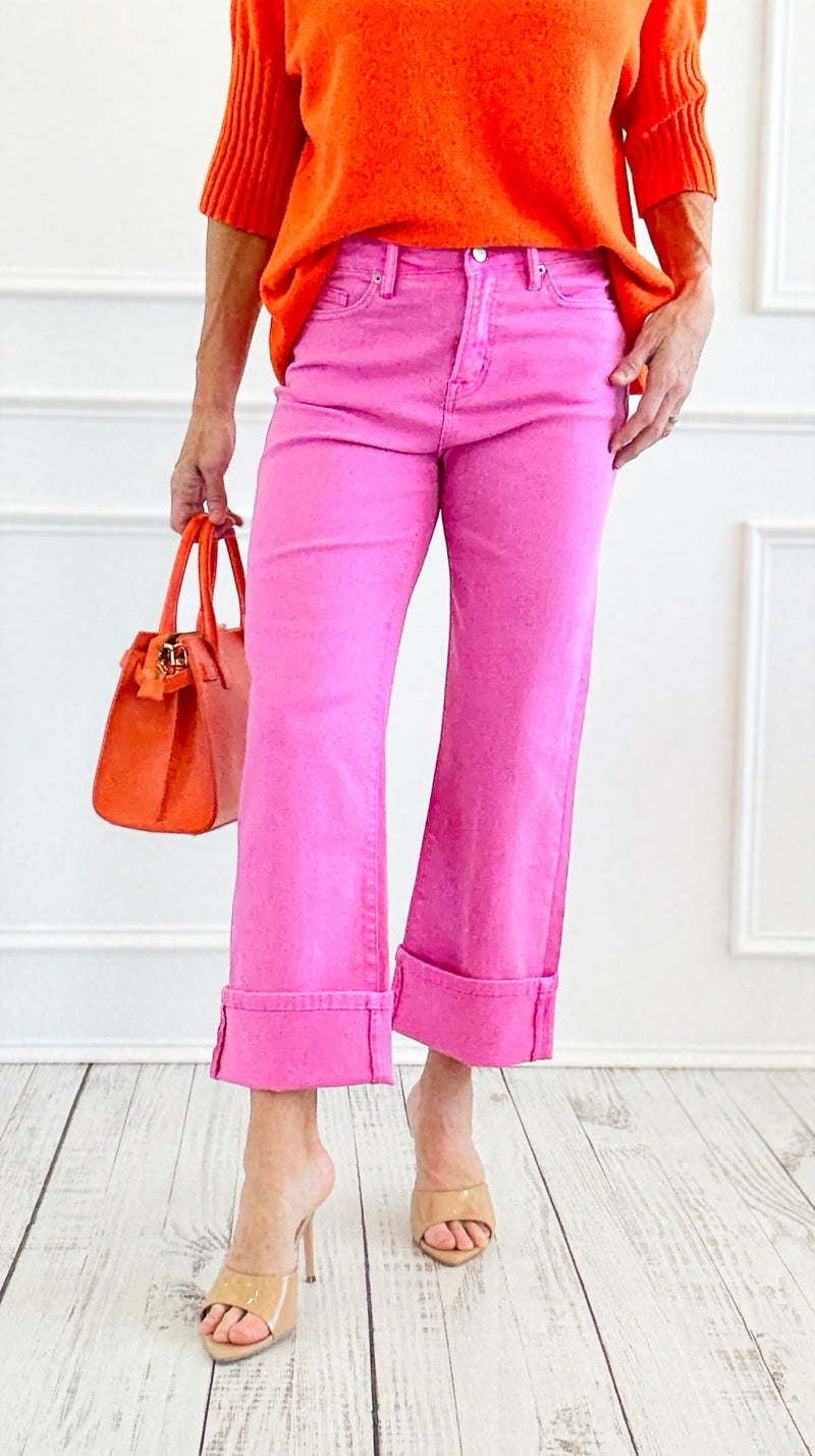 Malibu Pop Cuffed Denim Pants-100 Pants-Mica Denim-Coastal Bloom Boutique, find the trendiest versions of the popular styles and looks Located in Indialantic, FL
