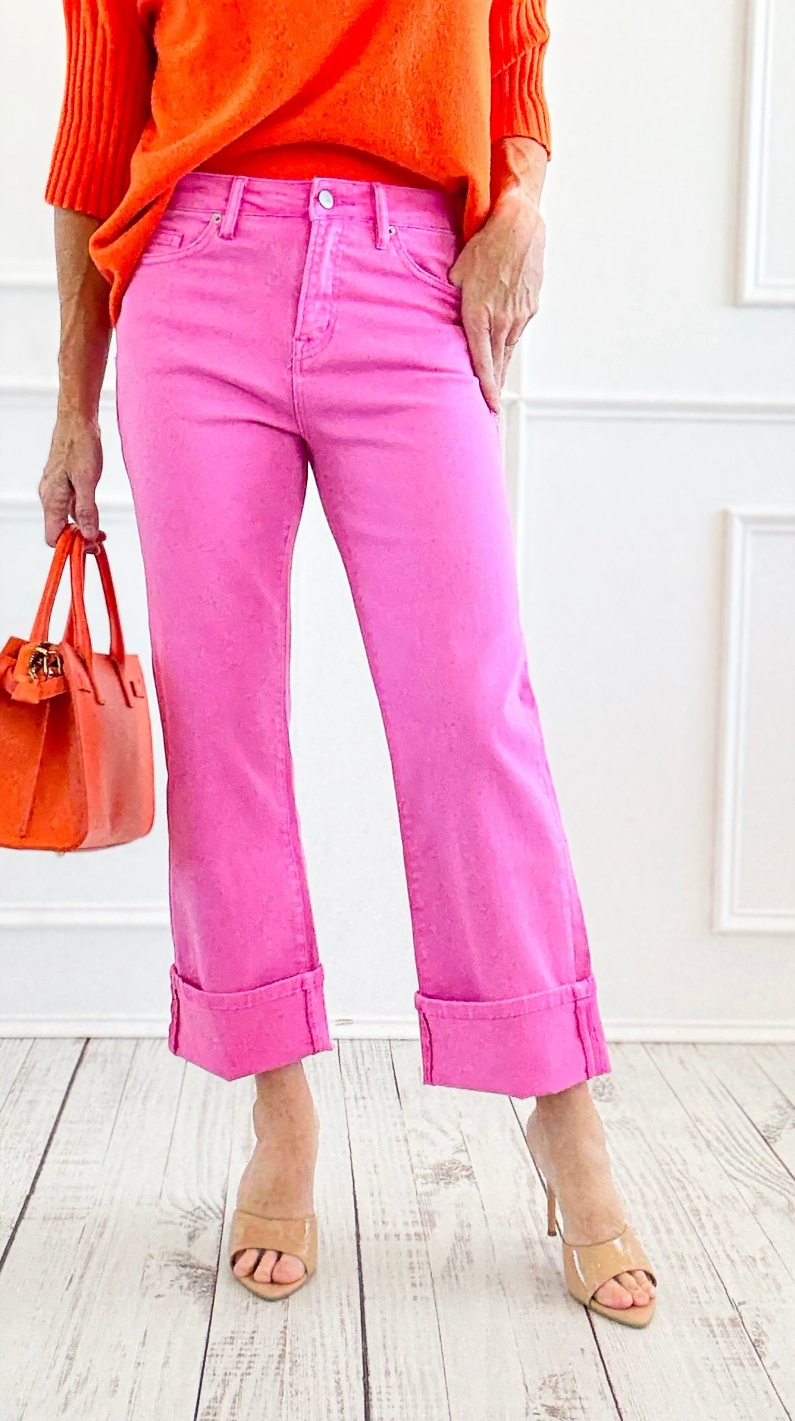 Malibu Pop Cuffed Denim Pants-100 Pants-Mica Denim-Coastal Bloom Boutique, find the trendiest versions of the popular styles and looks Located in Indialantic, FL